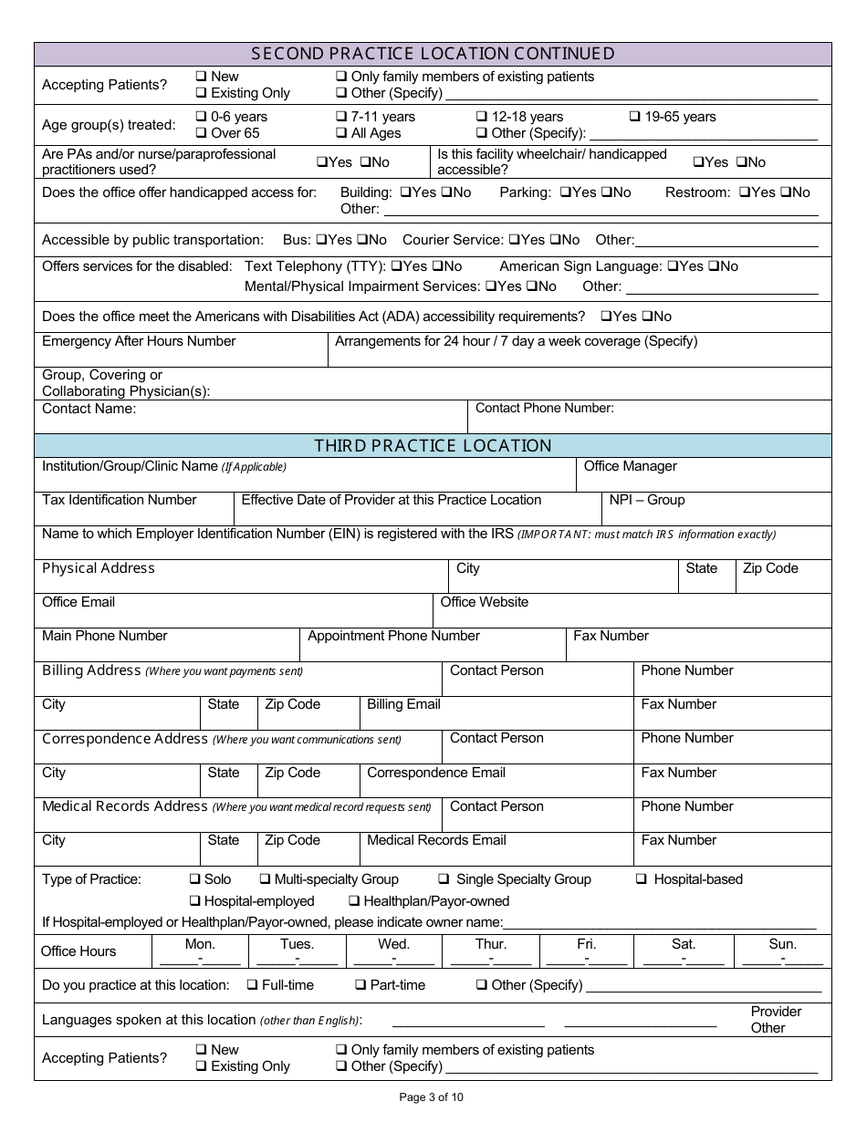 Louisiana Standardized Credentialing Application Form - Louisiana, Page 3