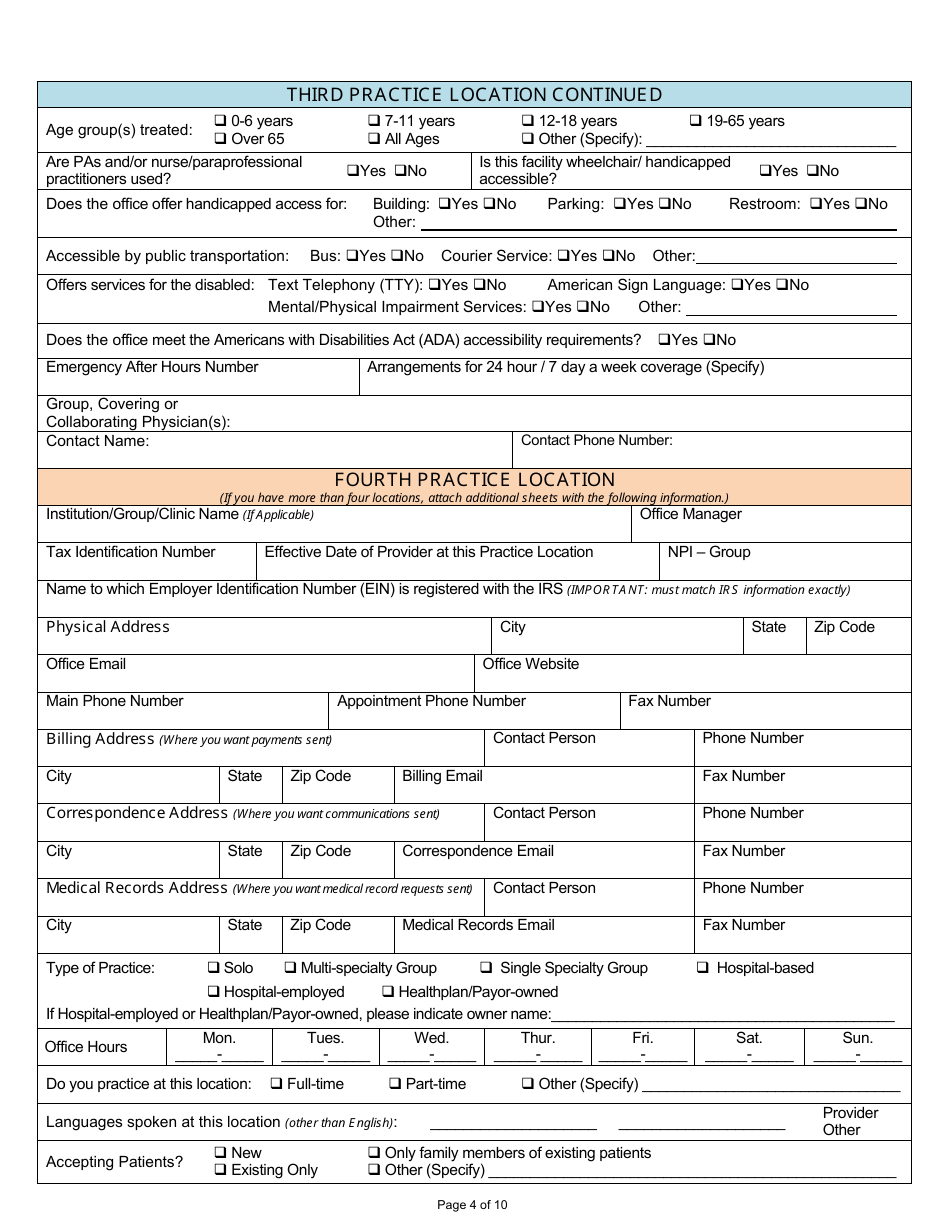 Louisiana Standardized Credentialing Application Form - Louisiana, Page 4
