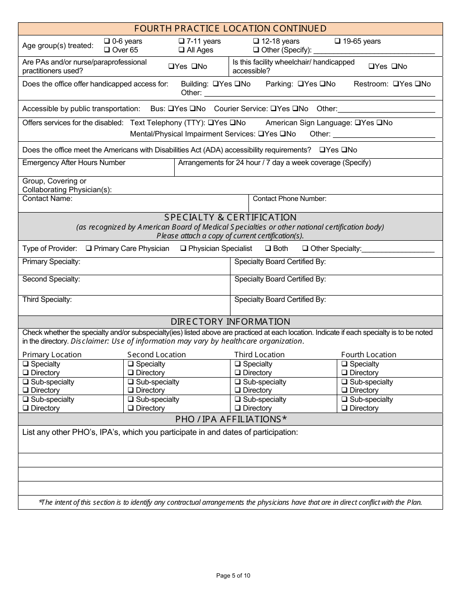 Louisiana Standardized Credentialing Application Form - Louisiana, Page 5