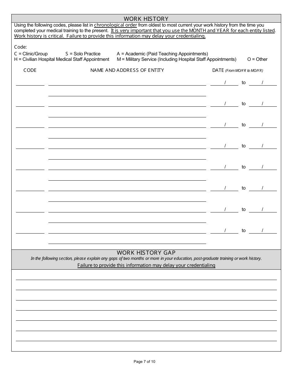Louisiana Standardized Credentialing Application Form - Louisiana, Page 7