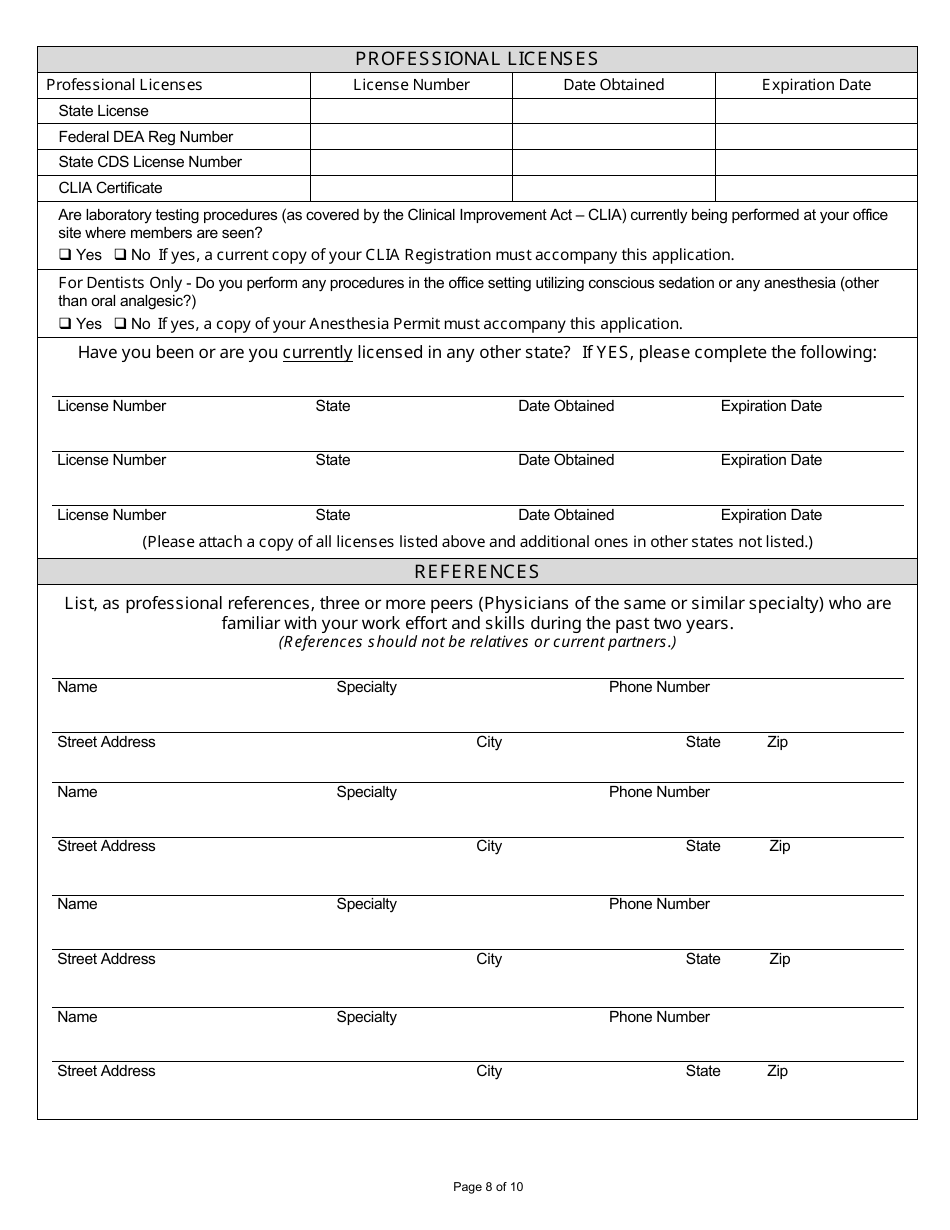 Louisiana Standardized Credentialing Application Form - Louisiana, Page 8