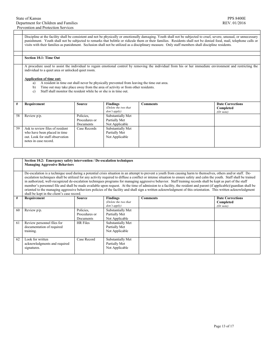 Form PPS8400E transitional Living Program Review - Kansas, Page 13
