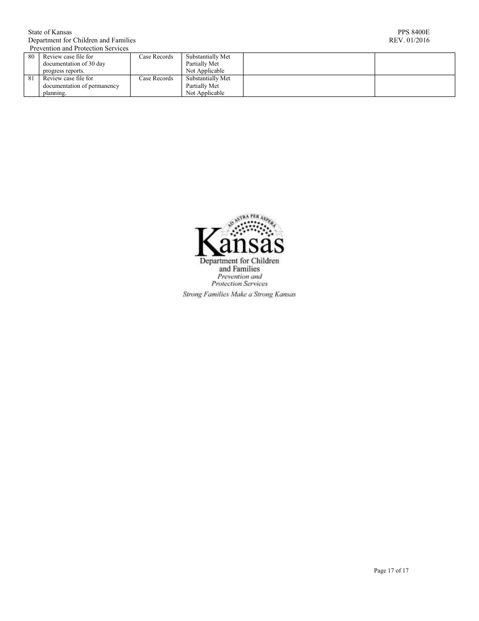 Form PPS8400E transitional Living Program Review - Kansas, Page 17