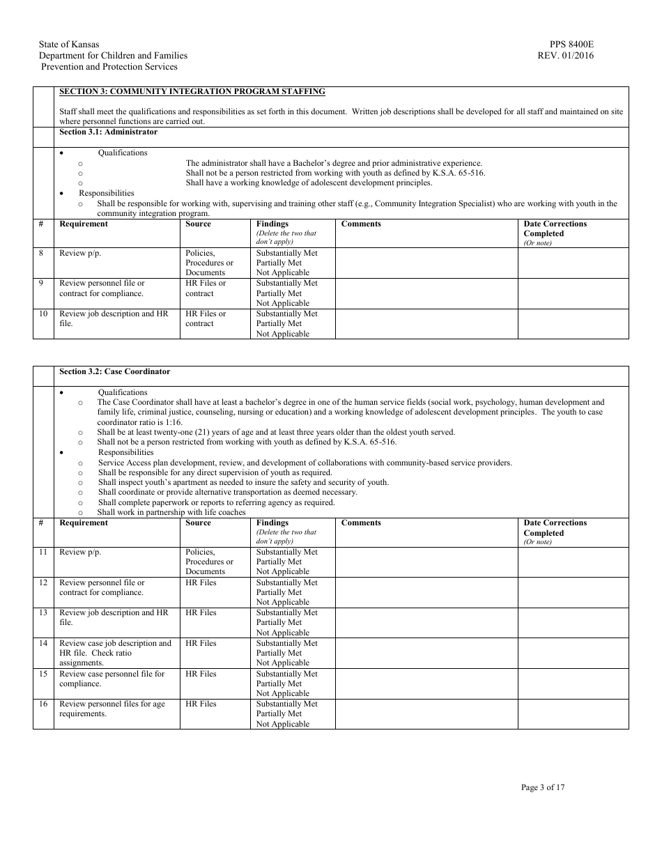 Form PPS8400E transitional Living Program Review - Kansas, Page 3