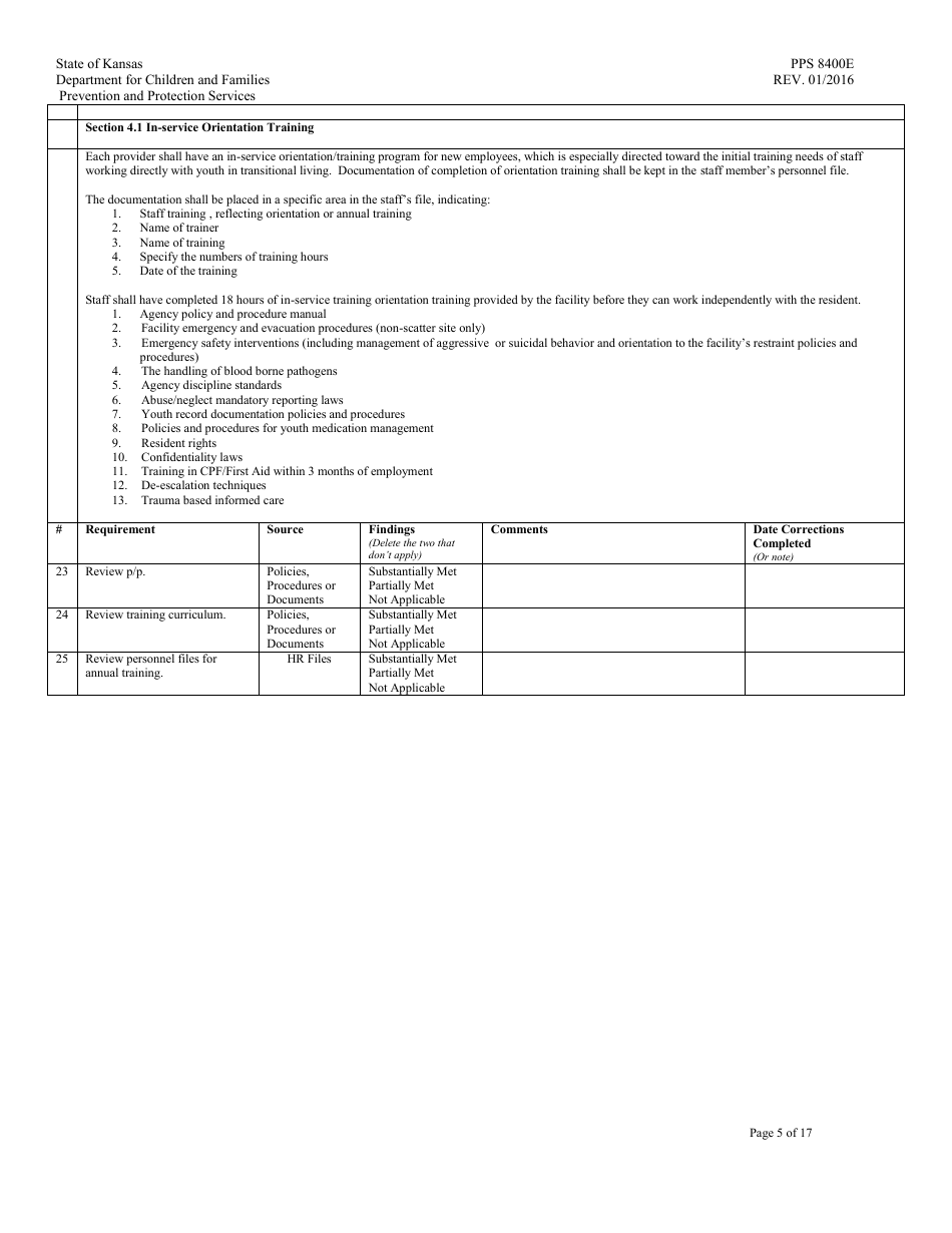Form PPS8400E transitional Living Program Review - Kansas, Page 5