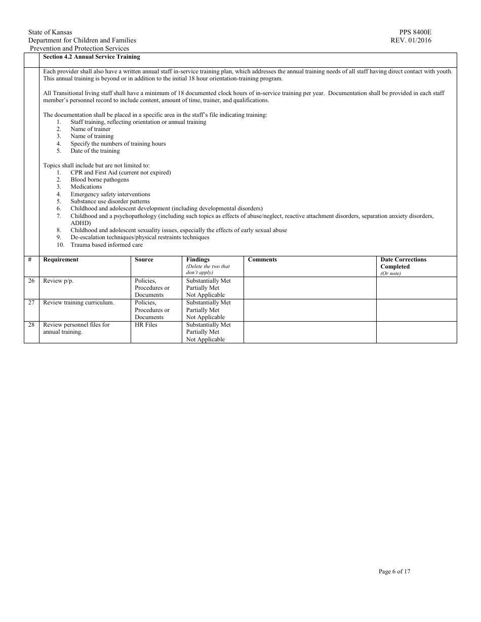 Form PPS8400E transitional Living Program Review - Kansas, Page 6