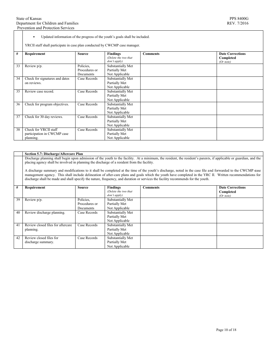 Form PPS8400G Youth Residential Placement II (Yrc II) Review - Kansas, Page 10