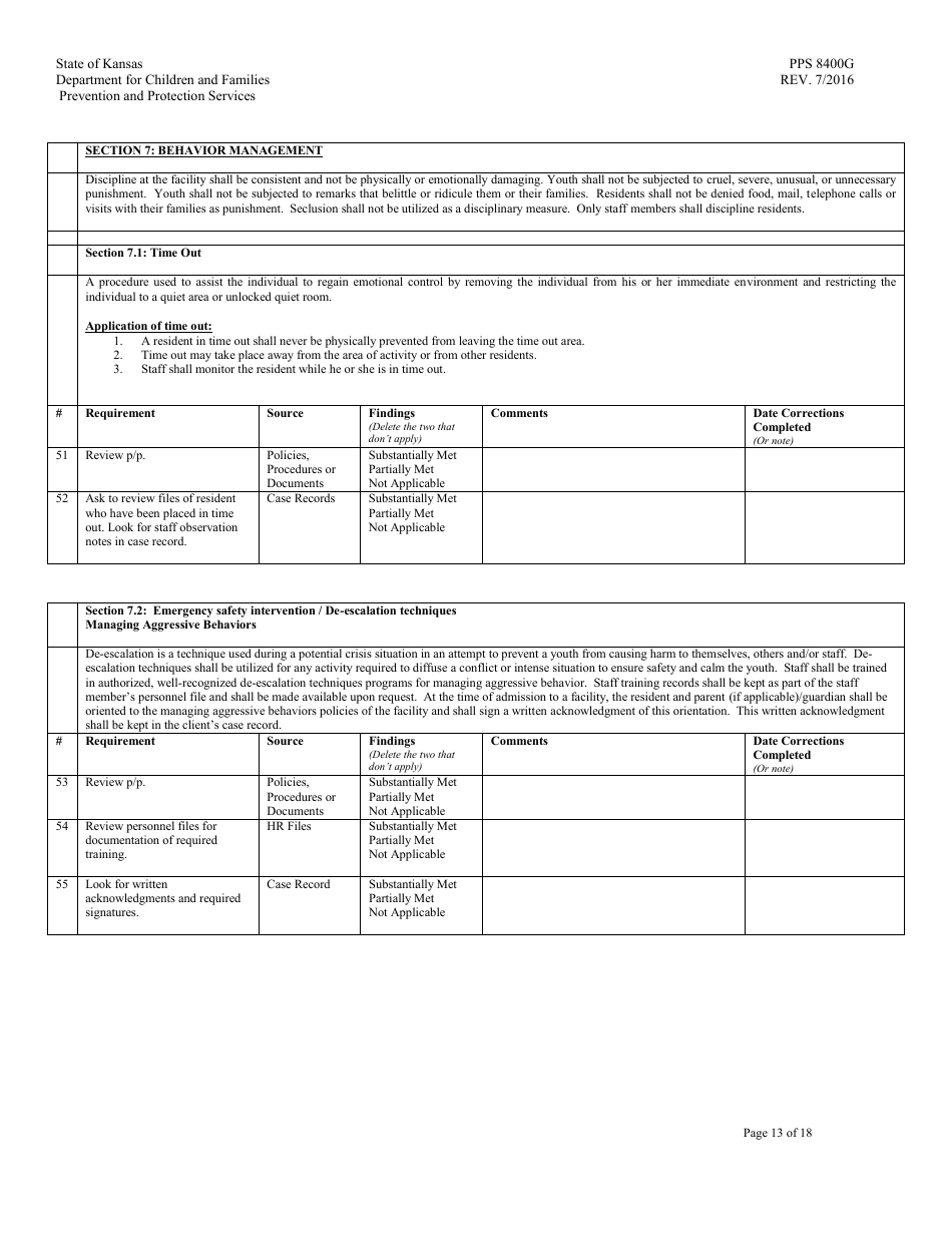 Form PPS8400G Youth Residential Placement II (Yrc II) Review - Kansas, Page 13