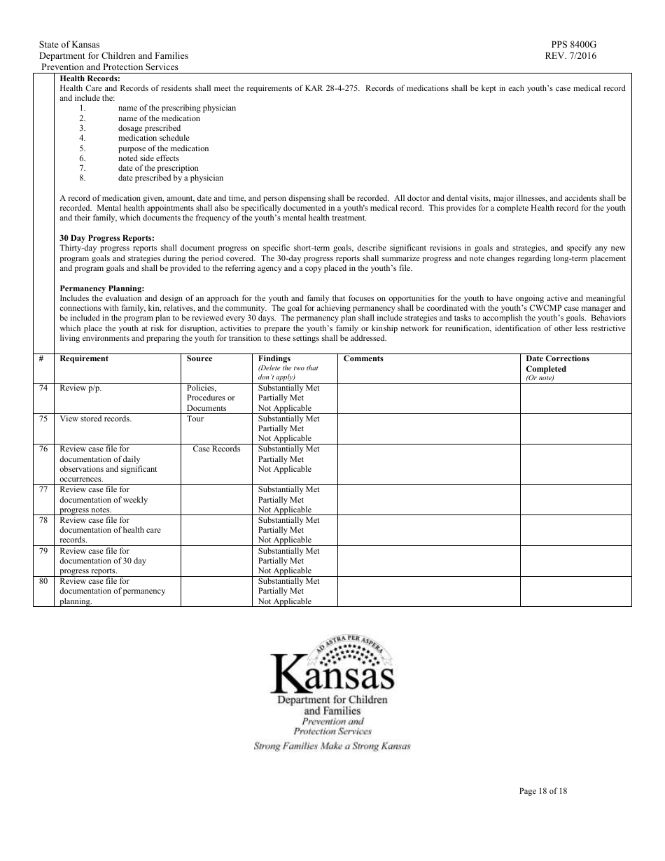 Form PPS8400G Youth Residential Placement II (Yrc II) Review - Kansas, Page 18