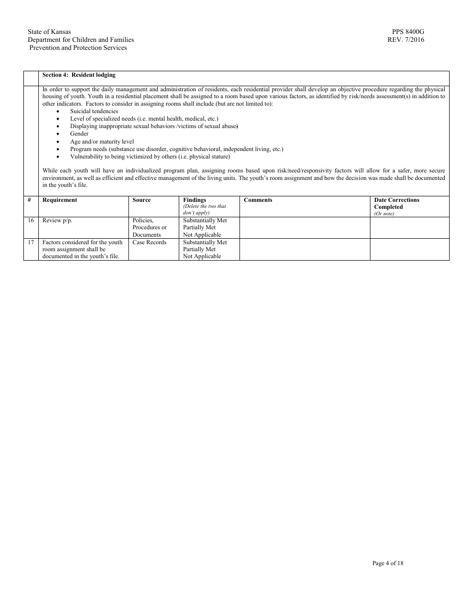 Form PPS8400G Youth Residential Placement II (Yrc II) Review - Kansas, Page 4