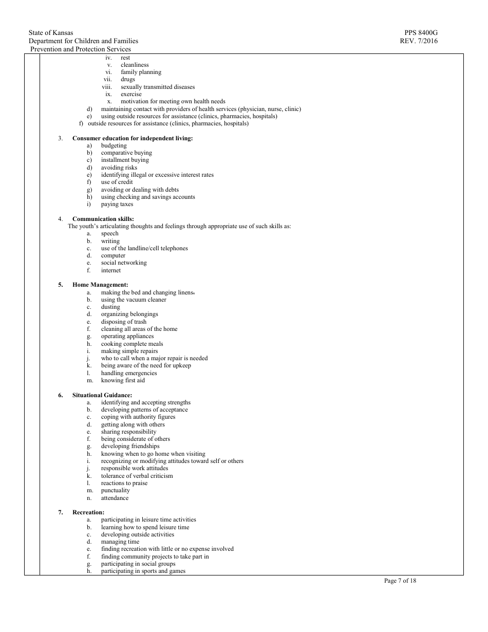 Form PPS8400G Youth Residential Placement II (Yrc II) Review - Kansas, Page 7
