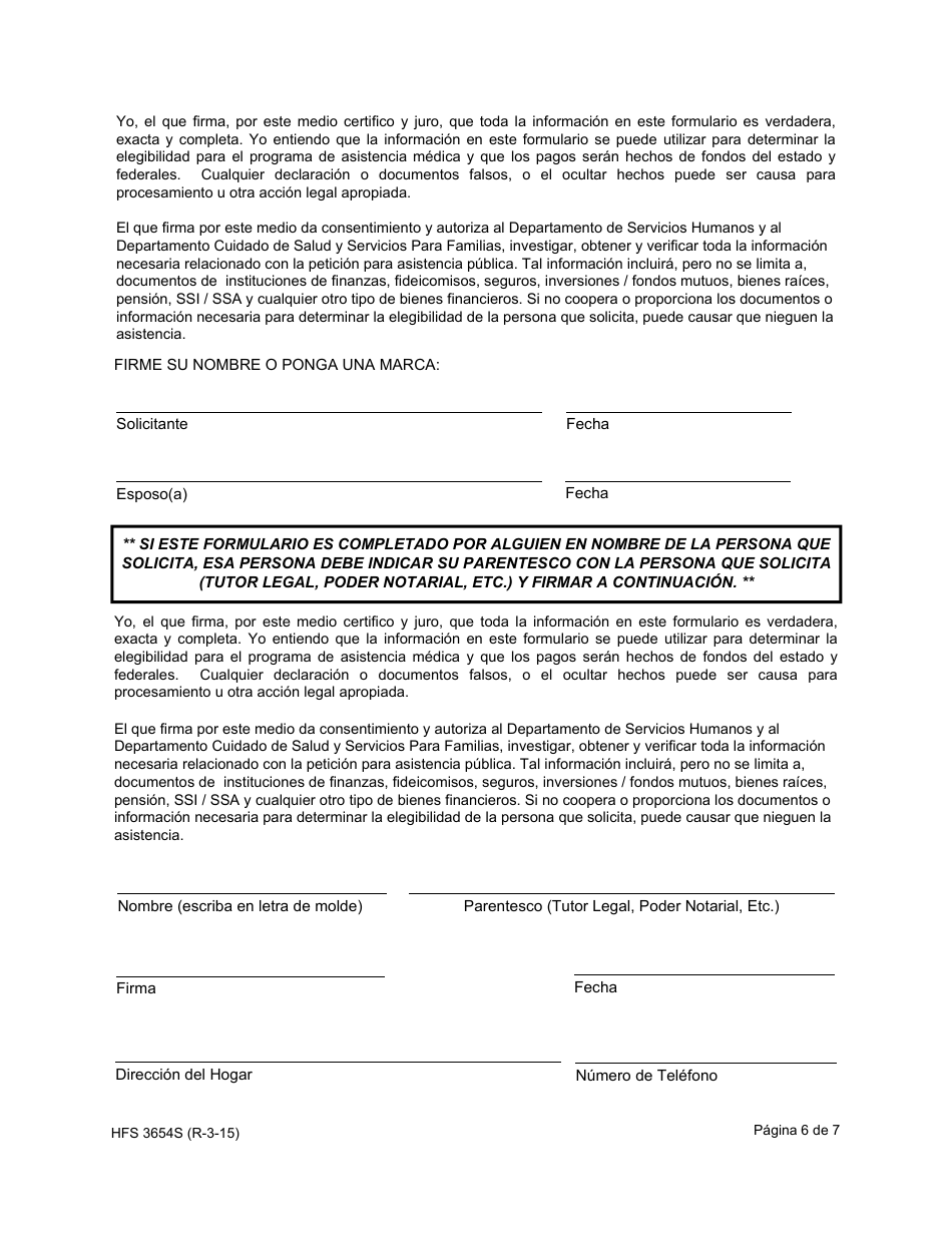 Formulario HFS3654S Informacion Financiera Adicional Para Las Personas Que Solicitan Cuidado a Largo Plazo - Illinois (Spanish), Page 6
