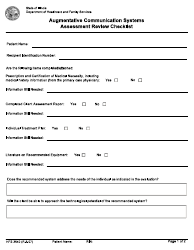 Form HFS3640 Augmentative Communication Systems Assessment Review Checklist - Illinois