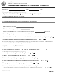 Form HFS2305F Certificate of Medical Necessity for External Insulin Infusion Pump - Illinois