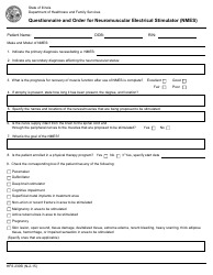 Document preview: Form HFS2305I Questionnaire and Order for Neuromuscular Electrical Stimulator (Nmes) - Illinois