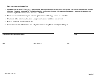 Form HFS2305 Wound Measurement Assessment Form - Illinois, Page 2