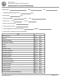 Document preview: Form HFS2305H Questionnaire for Home Phototherapy - Illinois