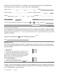 Document preview: Request for Transfer to a Dmh Child or Adolescent Continuing Care Inpatient Facility, Irtp or Cirt Program - Massachusetts