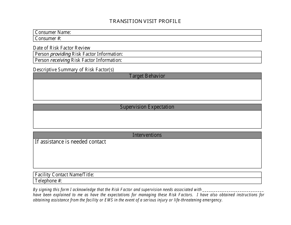 Transition Visit Profile Form - Missouri, Page 1