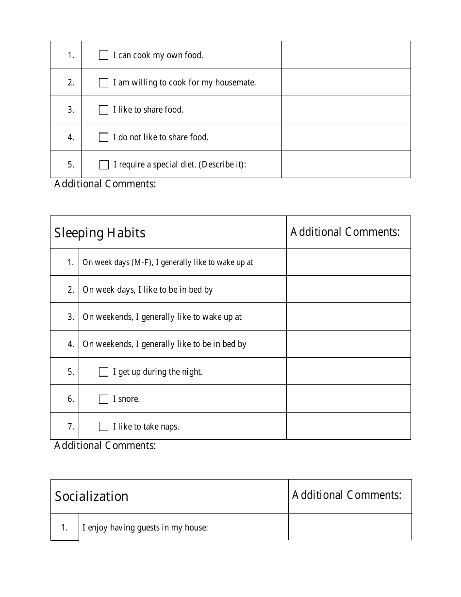 Housemate Survey Form - Missouri, Page 4