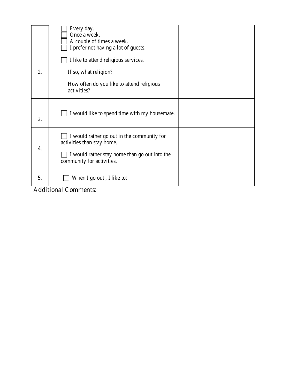 Housemate Survey Form - Missouri, Page 5