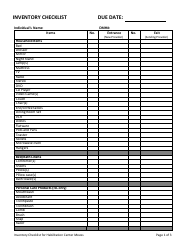 Inventory Checklist for Habilitation Center Moves - Missouri