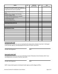 Inventory Checklist for Habilitation Center Moves - Missouri, Page 3