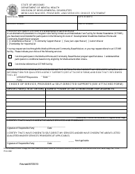 Medicaid Waiver, Provider, and Services Choice Statement Form - Missouri