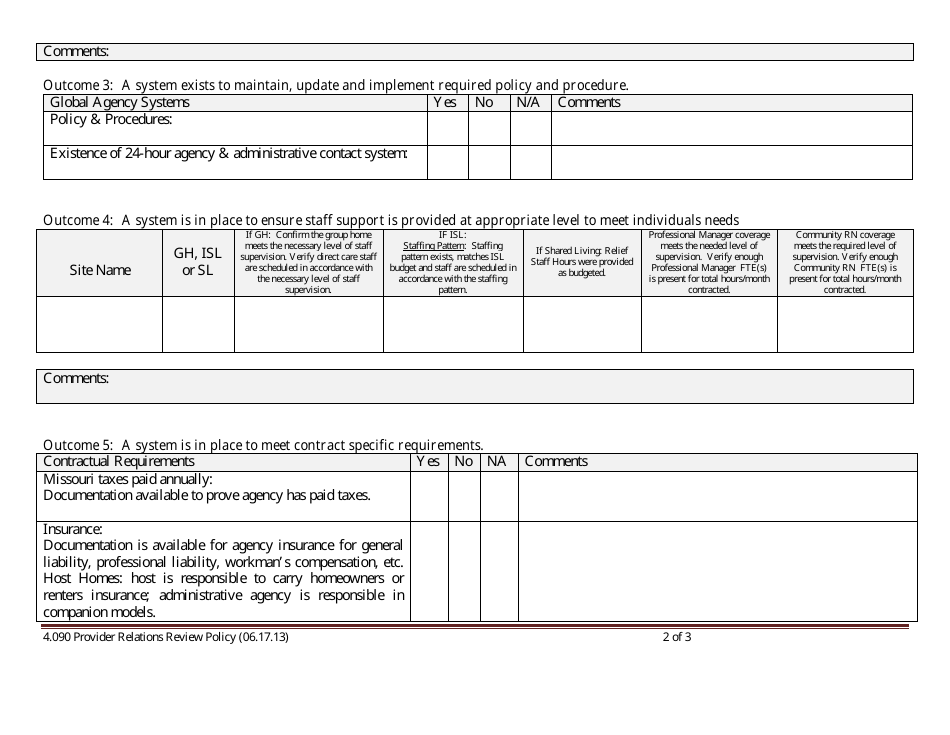 Provider Relations Review Tool - Missouri, Page 2