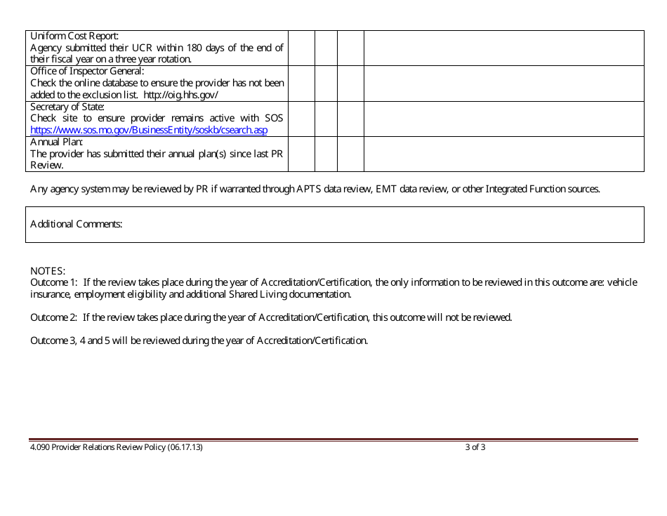 Provider Relations Review Tool - Missouri, Page 3