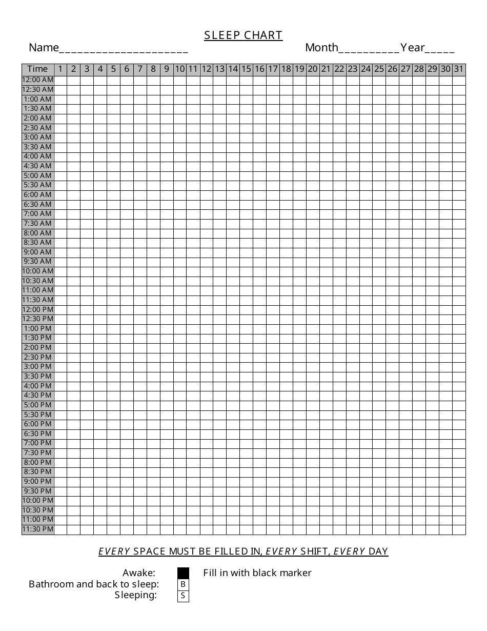 Sleep Chart Template Download Printable PDF Templateroller