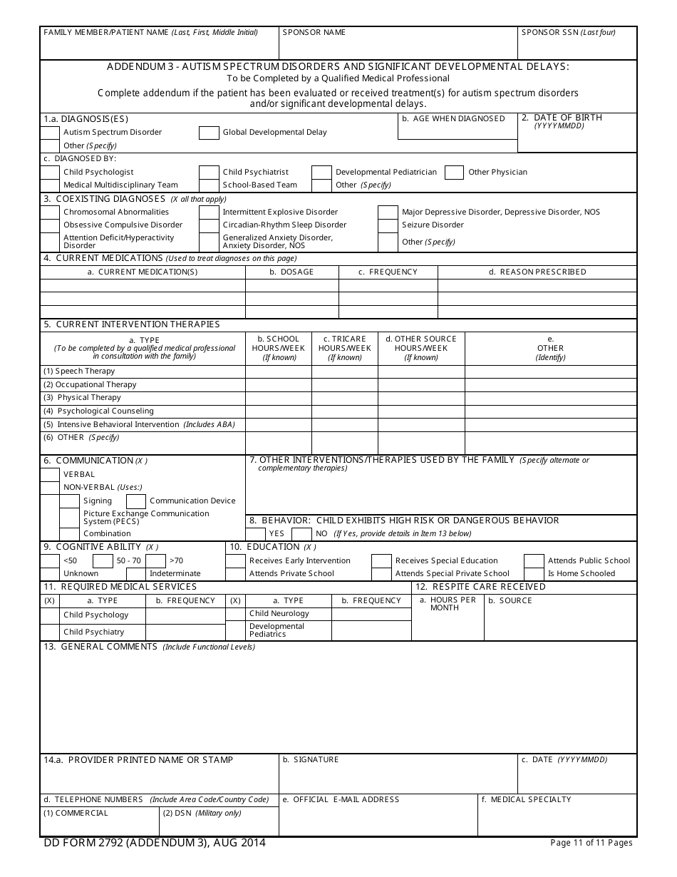 DD Form 2792 Family Member Medical Summary, Page 13