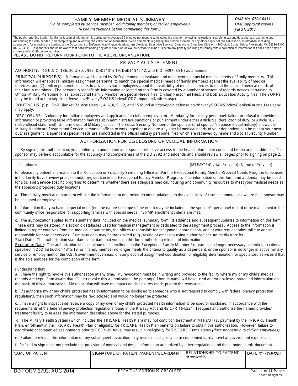 DD Form 2792 - Fill Out, Sign Online and Download Fillable PDF ...