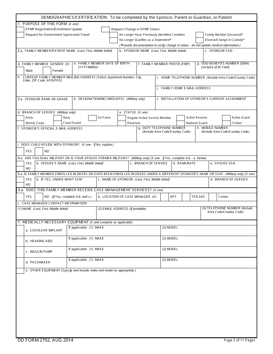 DD Form 2792 Family Member Medical Summary, Page 4