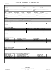 Stormwater Construction Site Inspection Form - County of Napa, California