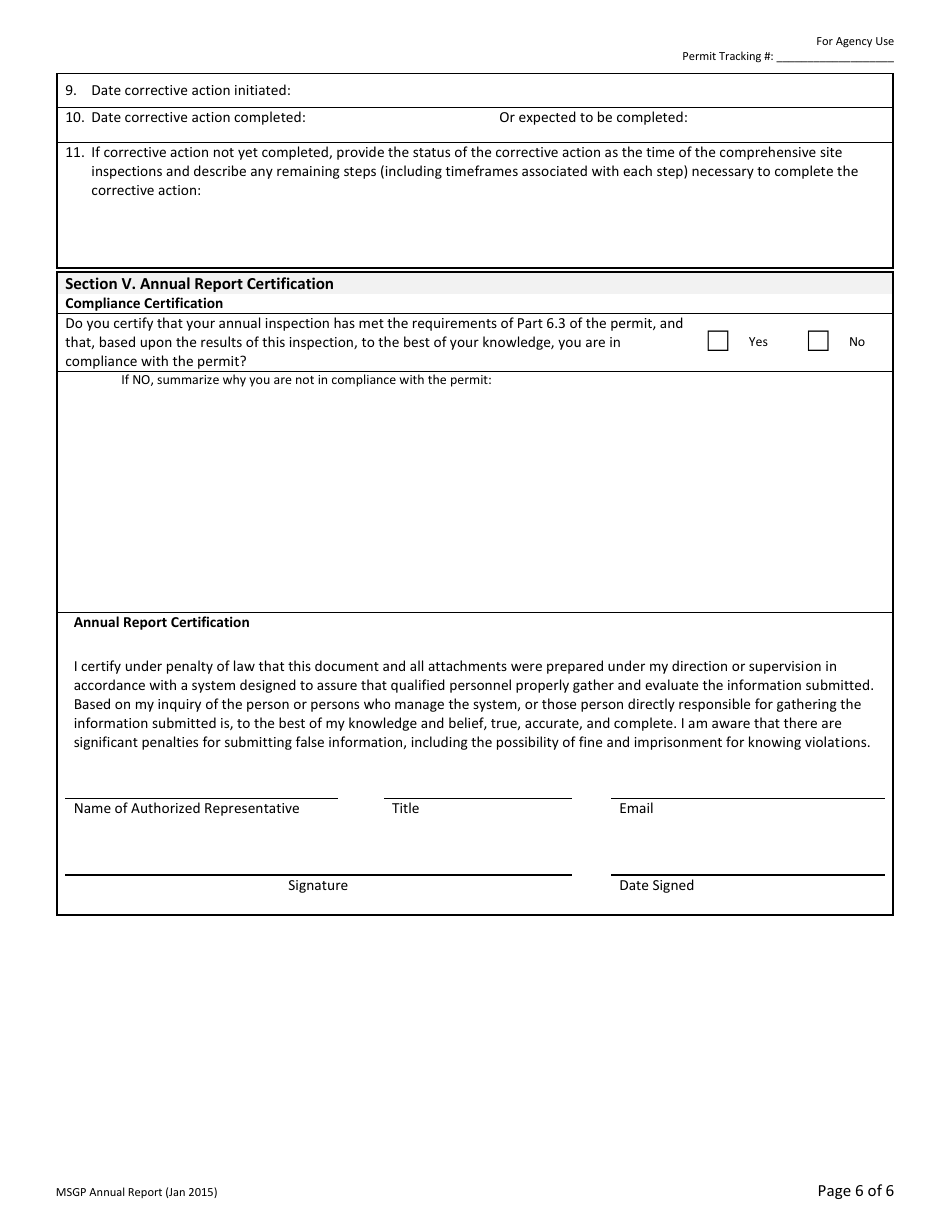 Msgp Annual Reporting Form - Alaska, Page 6