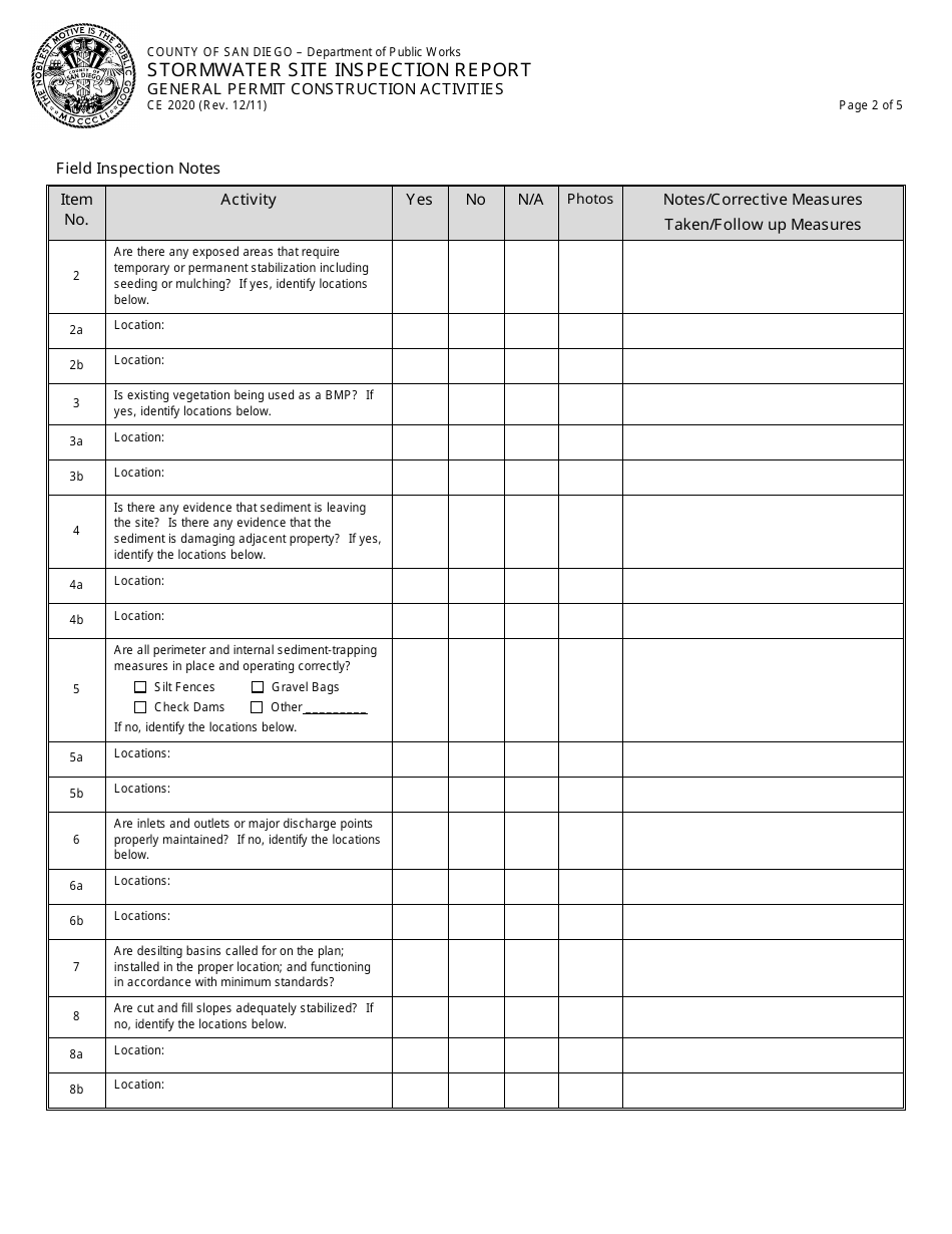 Form CE2020 - Fill Out, Sign Online and Download Fillable PDF, County ...