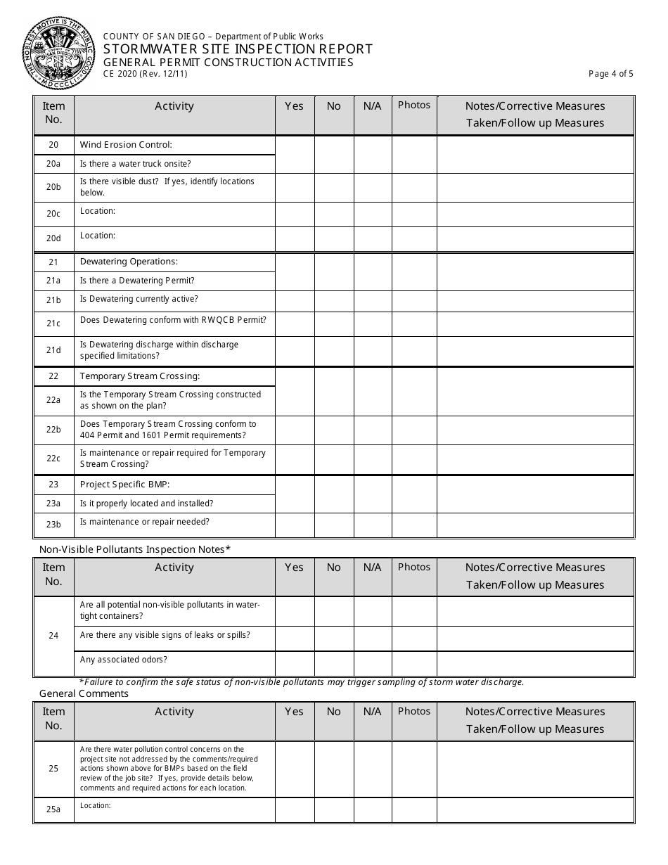 Form CE2020 - Fill Out, Sign Online and Download Fillable PDF, County ...