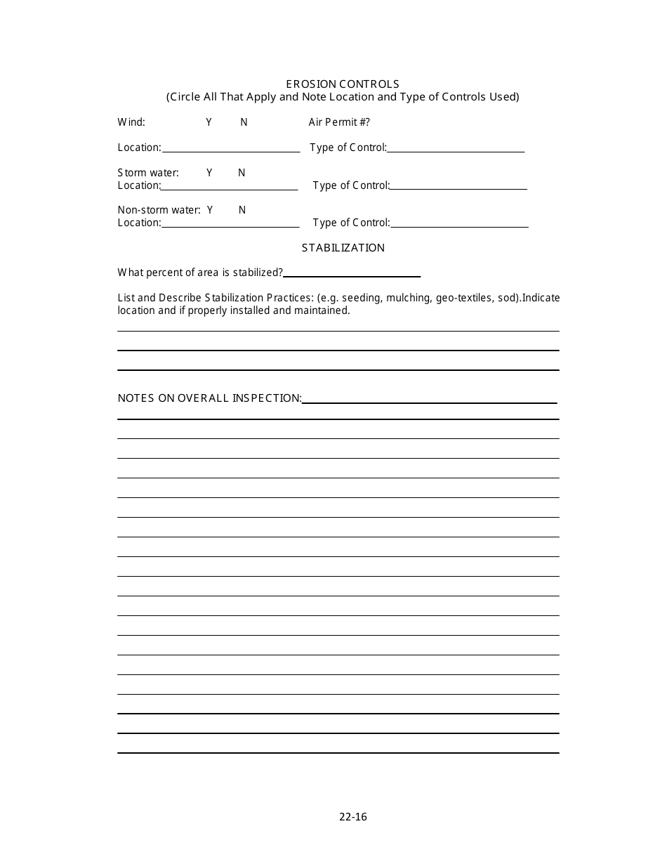 Npdes Inspection Form - Bernalillo County, New Mexico, Page 2