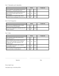 Monthly Fire and Safety Inspection Form, Page 2