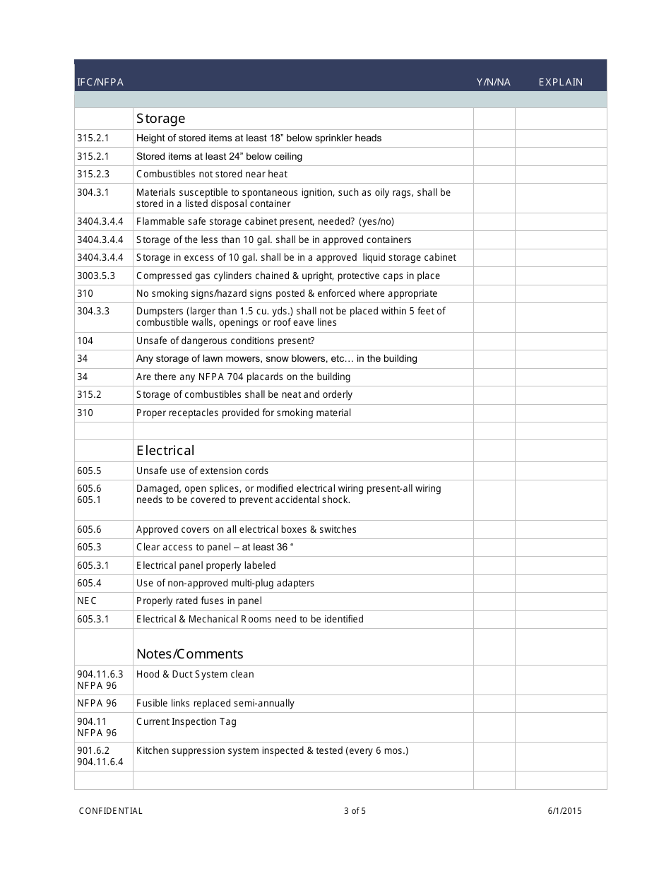 Self Inspection Form - Manteno Community Fire Protection District - Manteno, Illinois, Page 3