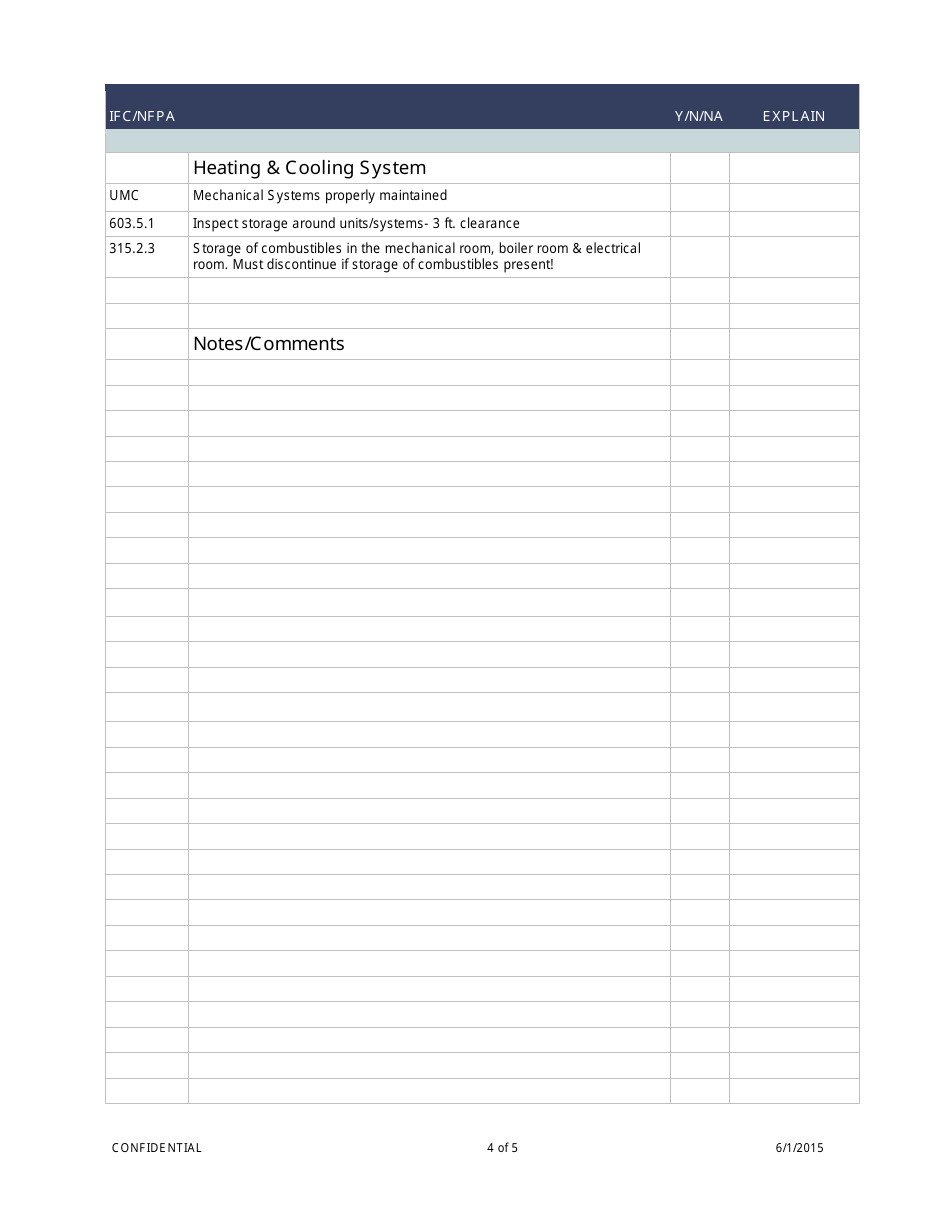 Self Inspection Form - Manteno Community Fire Protection District - Manteno, Illinois, Page 4
