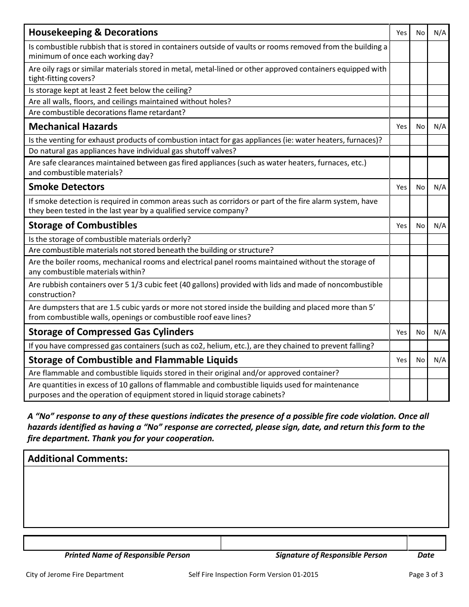 City of Jerome, Idaho Self-fire Inspection Worksheet - Fill Out, Sign ...