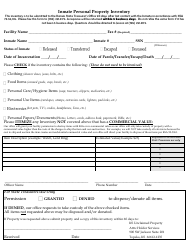 Document preview: Inmate Personal Property Inventory Template - Topeka, Kansas