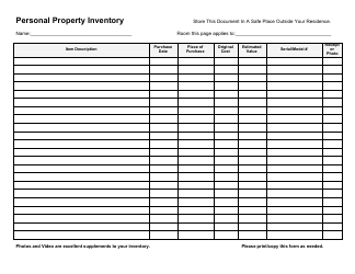 &quot;Personal Property Inventory&quot;