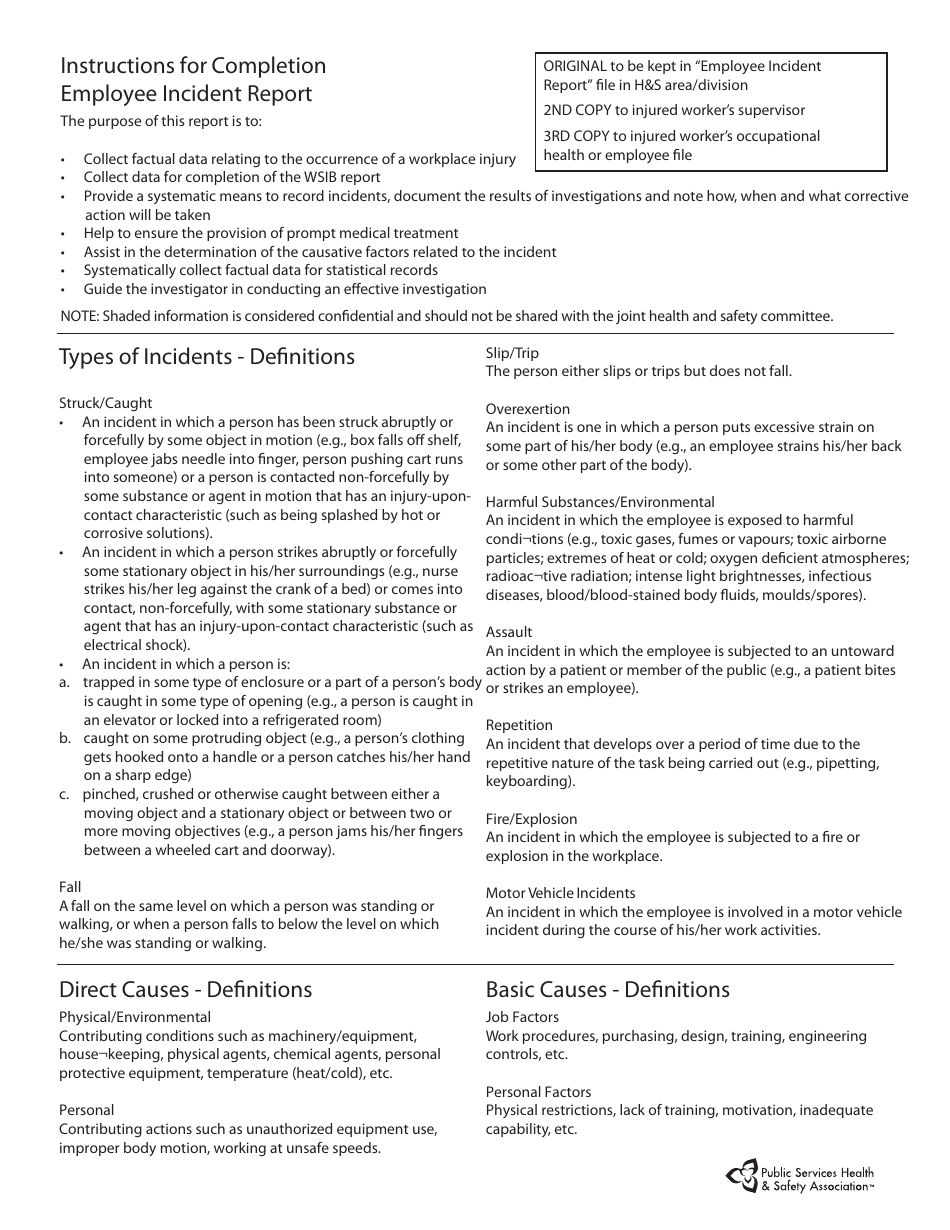 Form IRSIR-FORAEN Employee Incident Report - Public Services Health  Safety Association - Ontario, Canada, Page 2