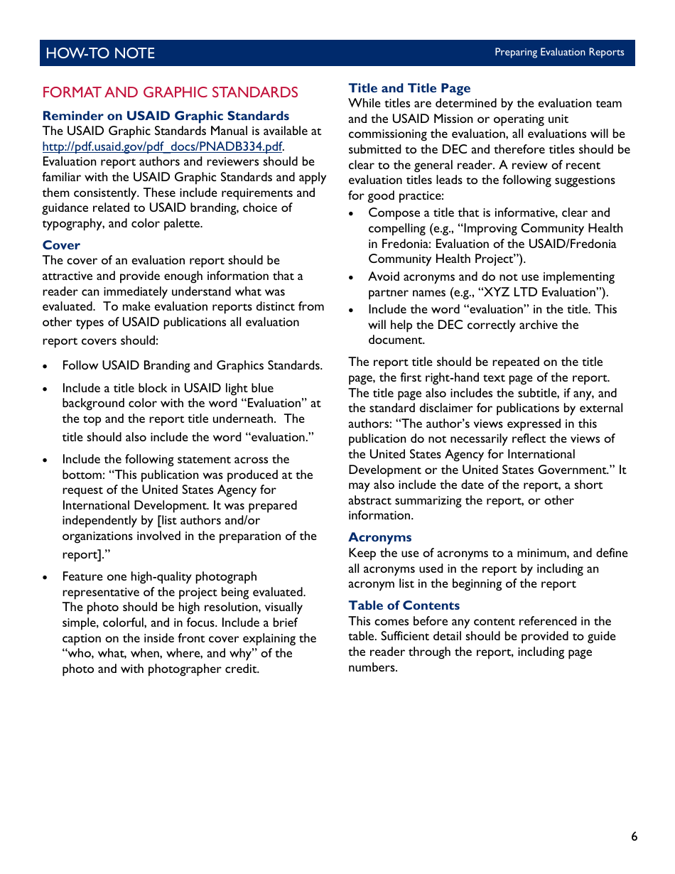 Instructions for Preparing Evaluation Reports, Page 6