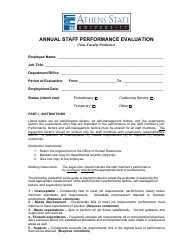 &quot;Annual Staff Performance Evaluation Form - Athens State University&quot; - Alabama