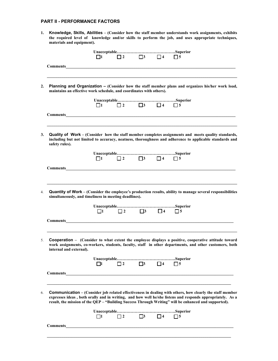 Annual Staff Performance Evaluation Form - Athens State University - Alabama, Page 2