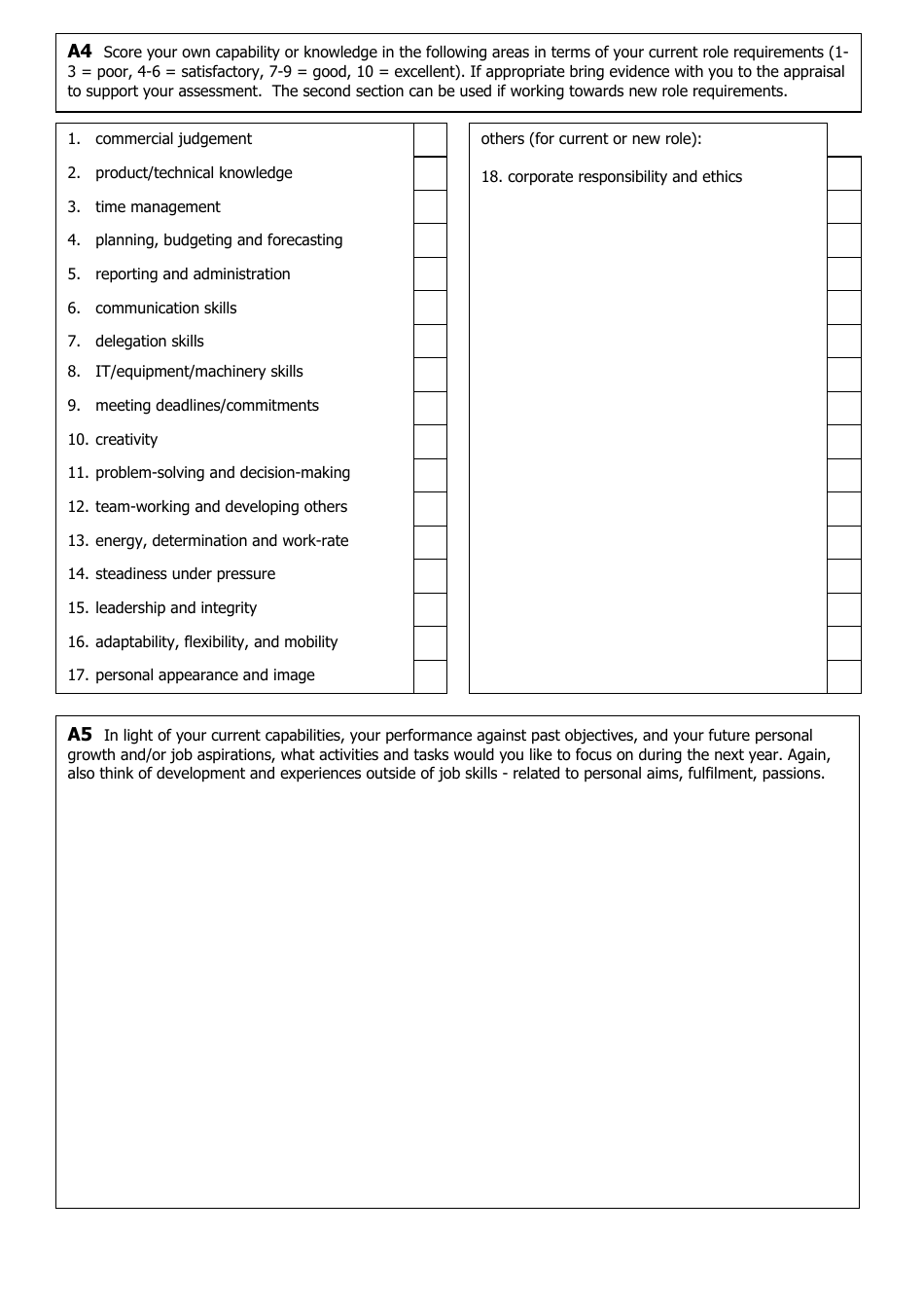 Performance Appraisal Form Template, Page 3